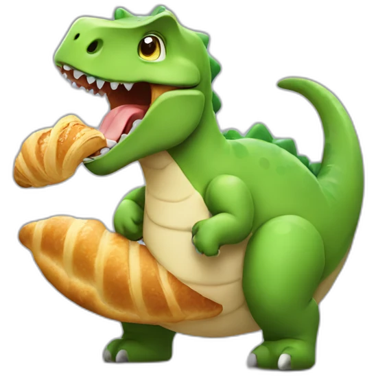 dino eating croissant emoji