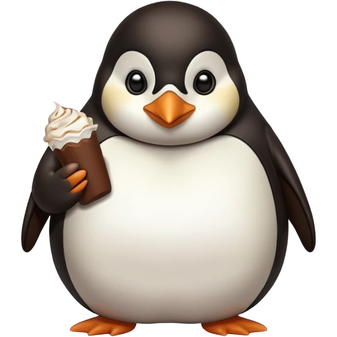 Fat Penguin Eating Chocolate emoji