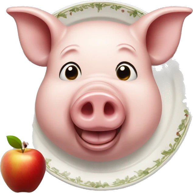 Pig on a serving platter with an apple in their mouth emoji