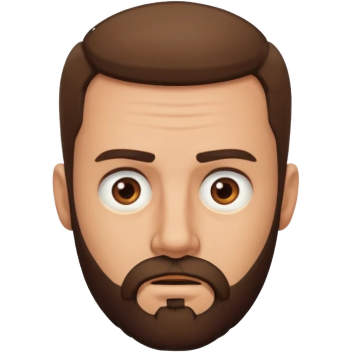 man, short hair, brown eyes, full beard, confused emoji