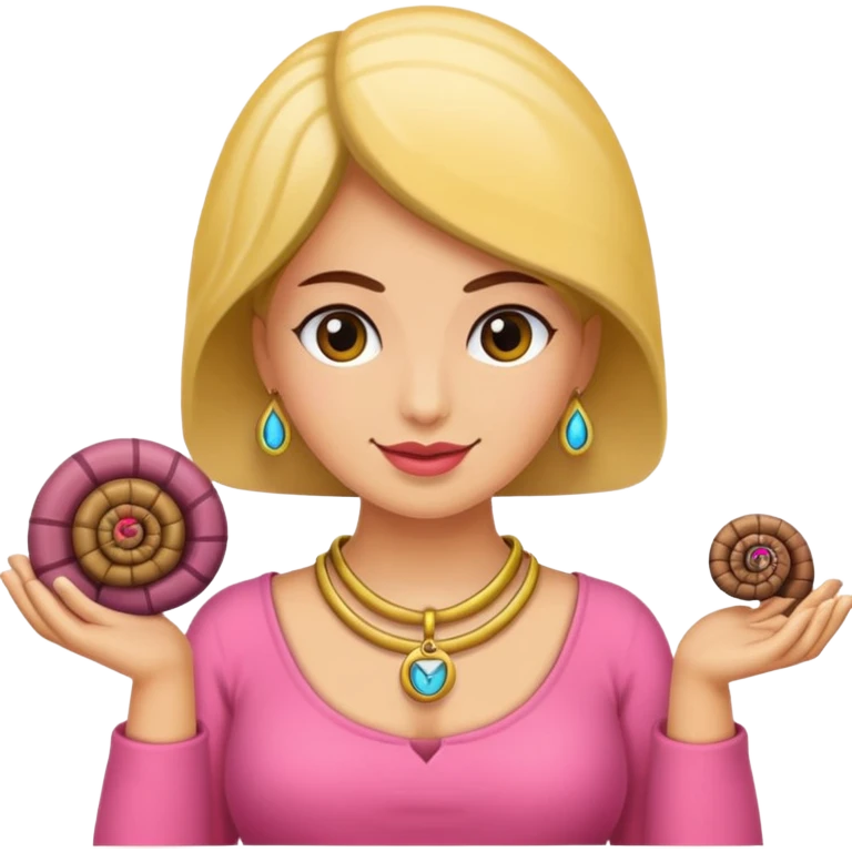 Rosa mujer comprando collares de caracol emoji