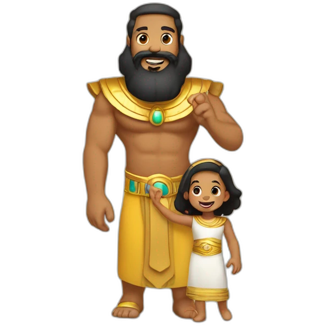 Pharao with beard playing with his 2 year old daughter emoji