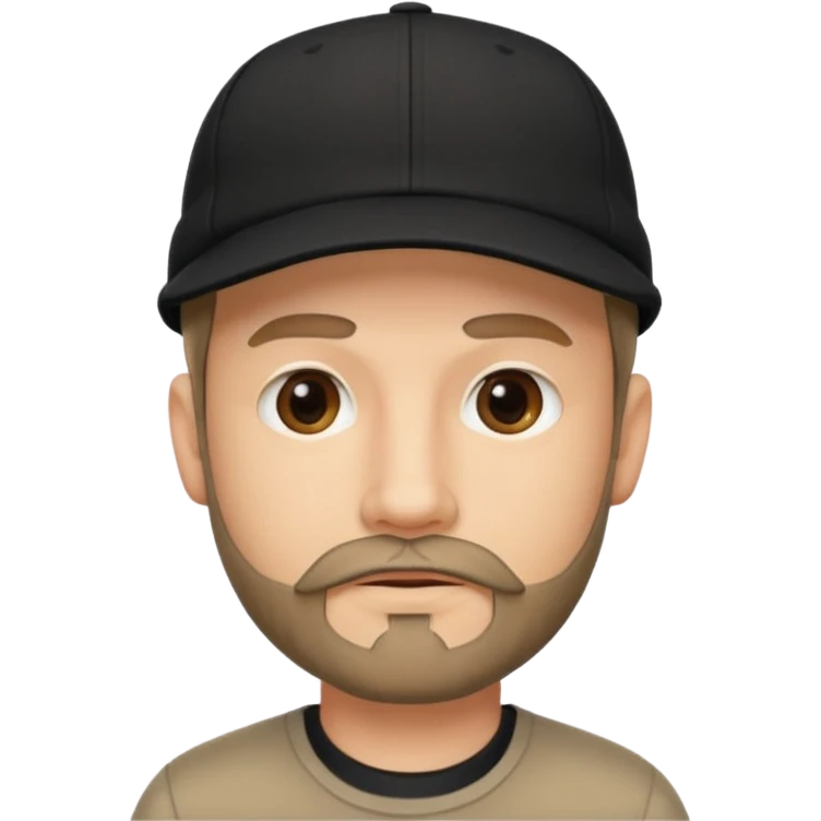 Man wearing black cap with facial hair emoji