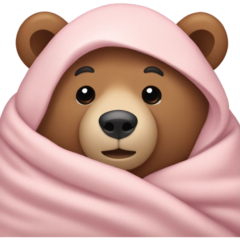 bear cozy in a light pink blanket emoji