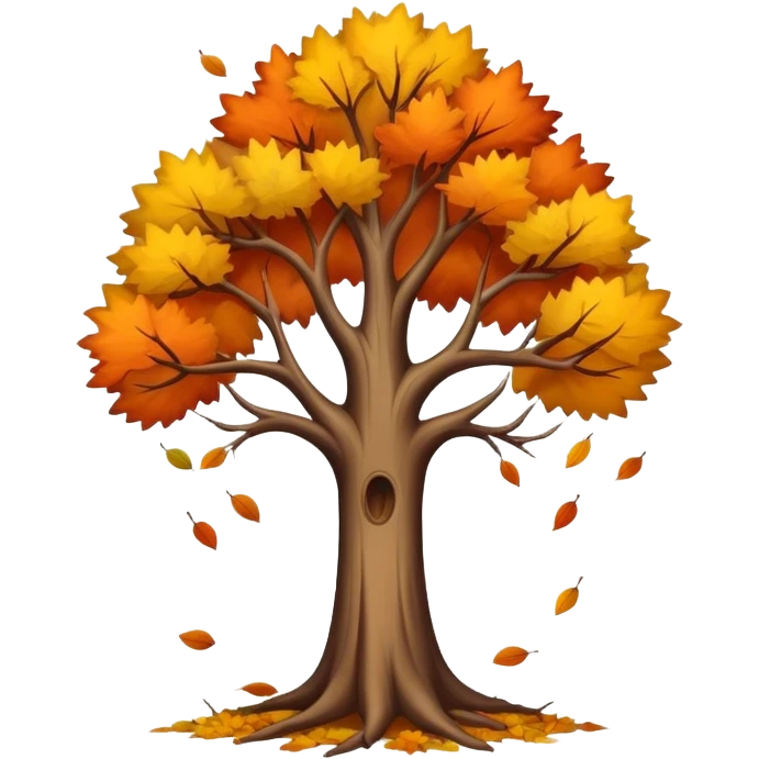 autumn tree with leafless falling  emoji