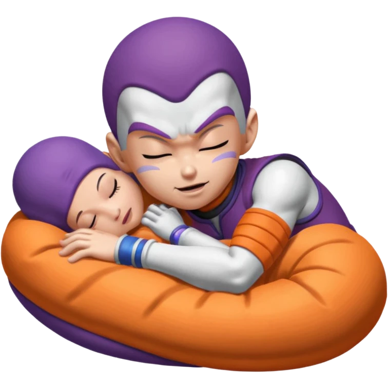 Frieza from Dragon Ball sleeping, relaxed pose, cute expression, simple background emoji