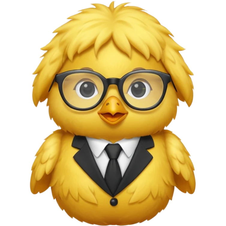 chick animal with glasses, wearing suit emoji