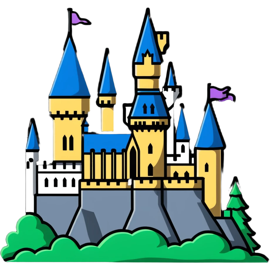 Cute Hogwarts castle with magic emoji