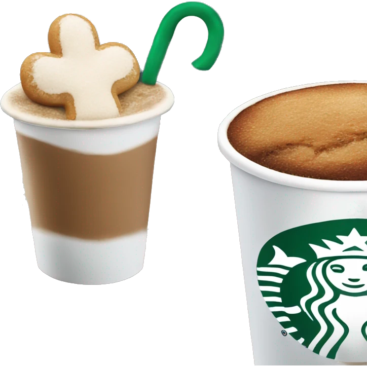a christmas starbucks coffee with gingerbread emoji