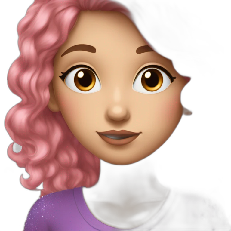 Fille cheveux long bleumarrine et rose avec des paillettes dans les yeux emoji