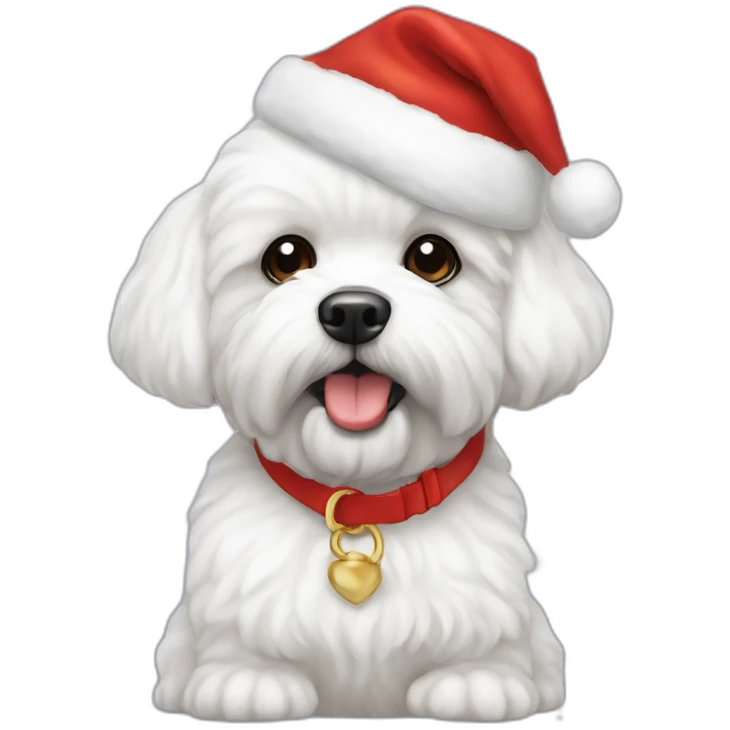 bichon dog-sitting-christmas hat emoji