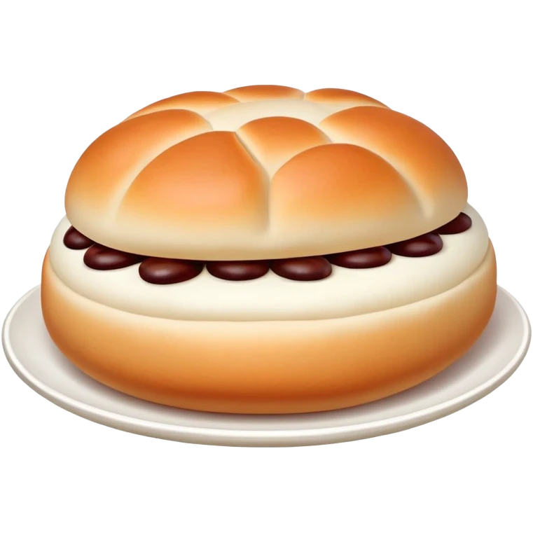 Red bean paste bun Dousha Bao with visible filling, simplified emoji style with bold outlines and bright colors, cartoon style sweet Chinese steamed bun emoji