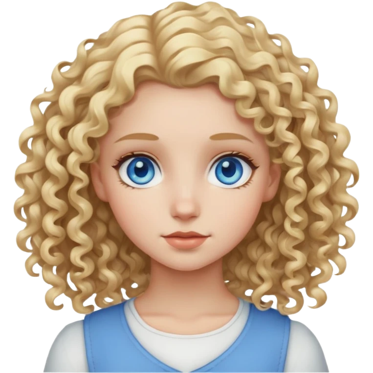 girl with blue eyes and blonde curly hair emoji