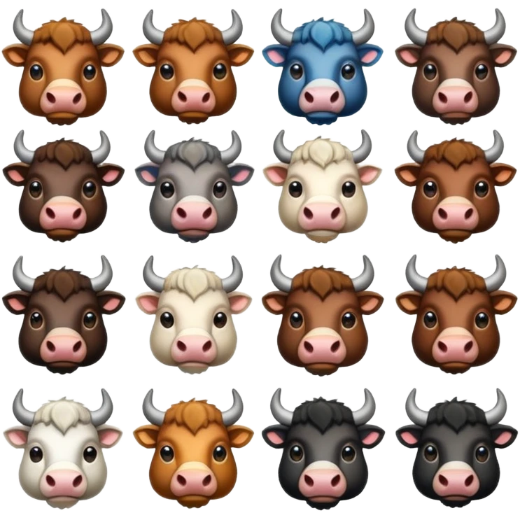 make an image which give a clear context of a cattle/buffalo diffrent  breeds gallery  in this i will showing diffrent diffrent breeds of cattle / buffalo  emoji