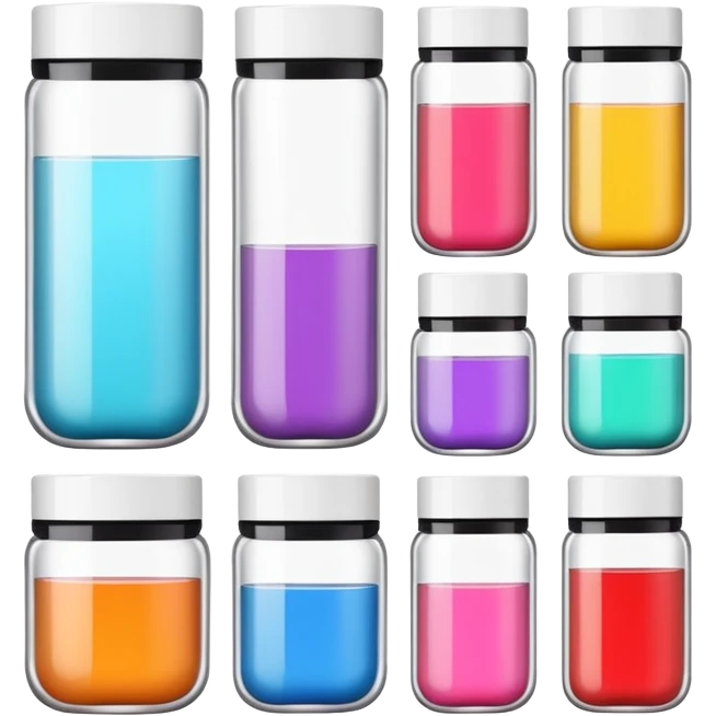 emoji of beauty tubes and jar with brand labels, minimalistic design emoji