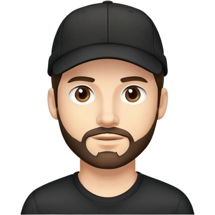 a white bro, with brunette hair, with a black cap, a black shirt and a stubble beard emoji