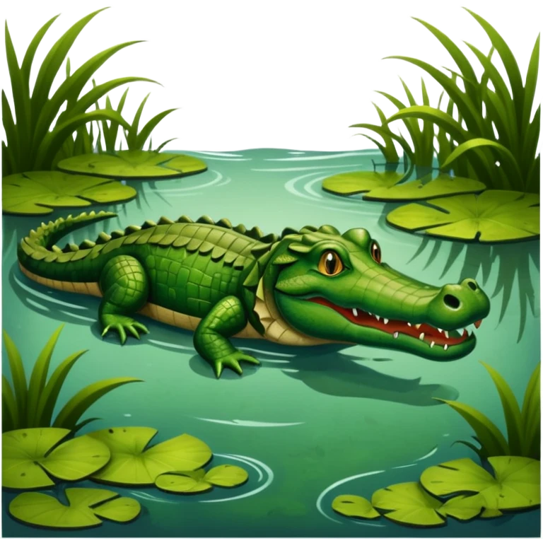 Alligator swimming in a swamp emoji