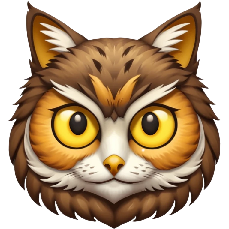 A cat head with a owl body  emoji