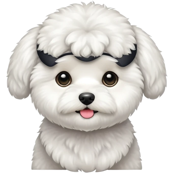 bichon dog, simple, cute, white fluffy fur emoji
