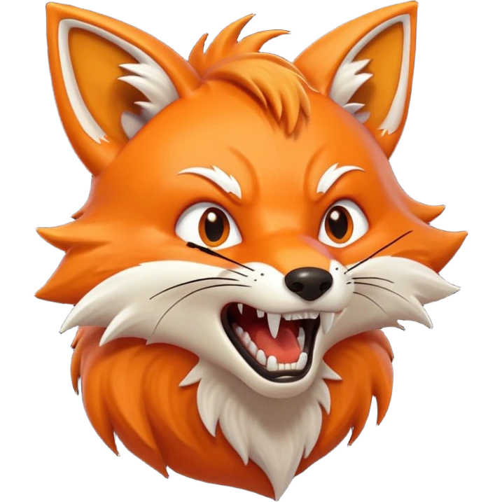 Angry Fox mouth open, scary teeth, side view emoji