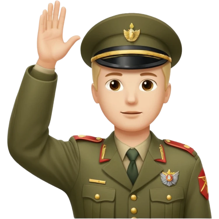Solider giving a Roman salute with his hand held high and straight diagonally upward viewed from the side emoji