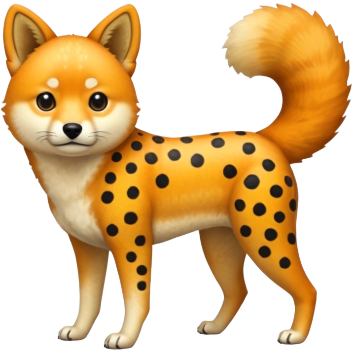 Trico-Shiba-Inu-Dingo-Cheetah-fusion-hybrid-animal-creature, full body  emoji