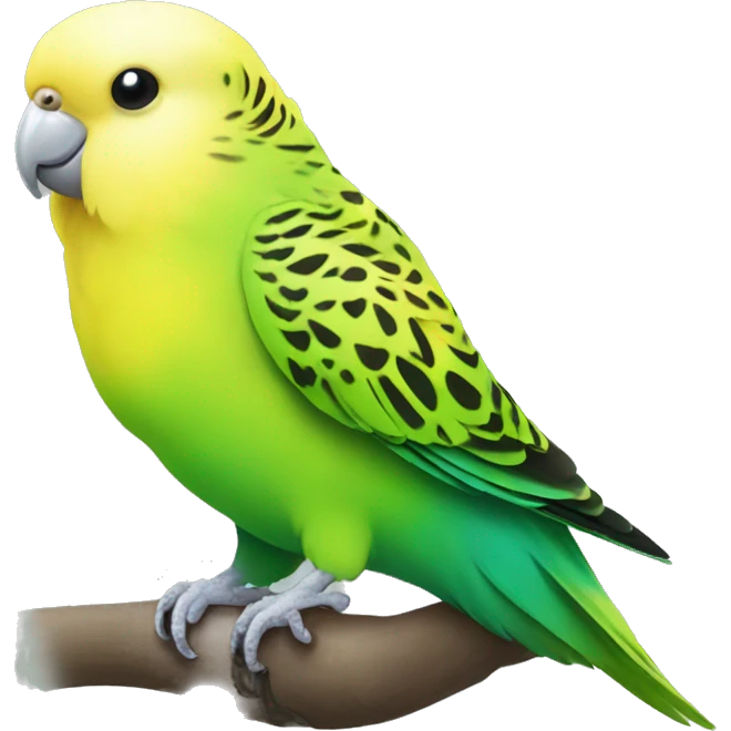 Yellow and green budgie with a green belly emoji