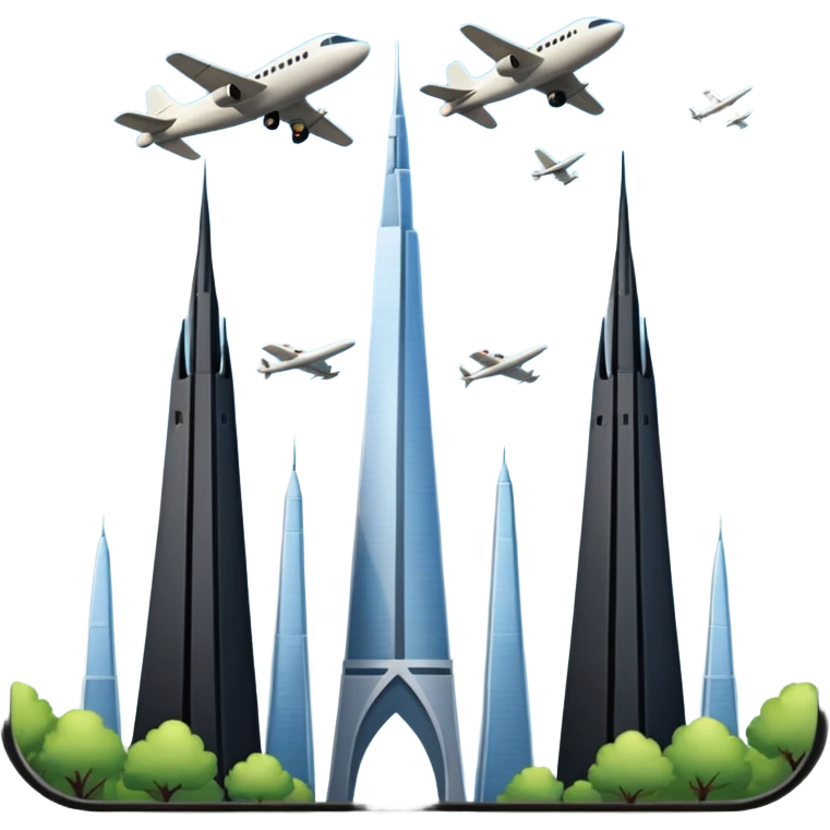 two towers with airplanes flying into them emoji