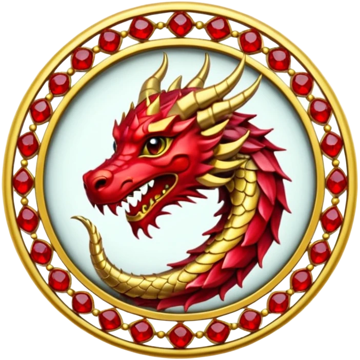 Golden Dragon crest/brosch in a circle with red gems emoji