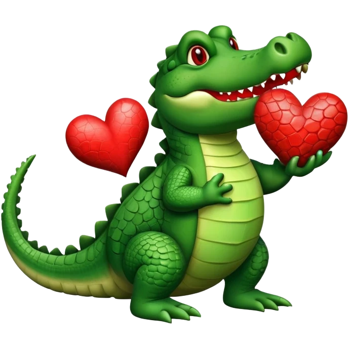 Crocodile holding a heart emoji