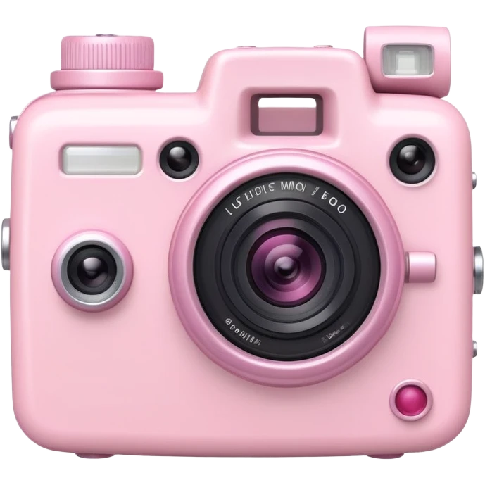 Kawaii light pink video camera with cute face emoji