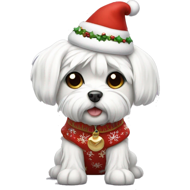 maltese dog wearing christmas clothes emoji