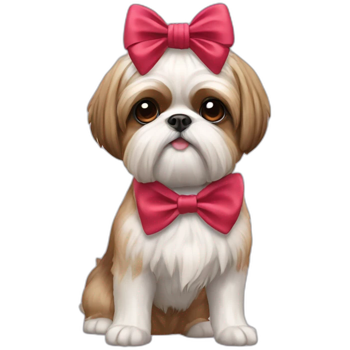 Dog Shih Tzu with a bow on head full-body emoji