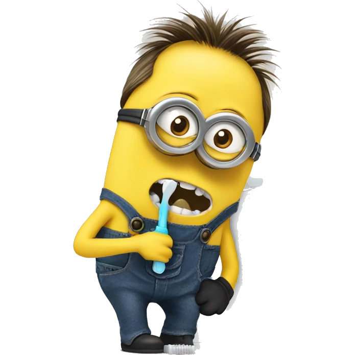 minion brushing teeth emoji