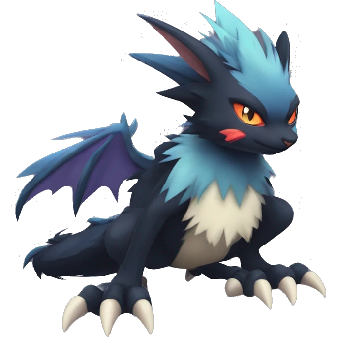Edgy Cool Fluffy Dark type Shadow type Nargacuga-Noivern-Pokémon-fusion-cat Full Body emoji