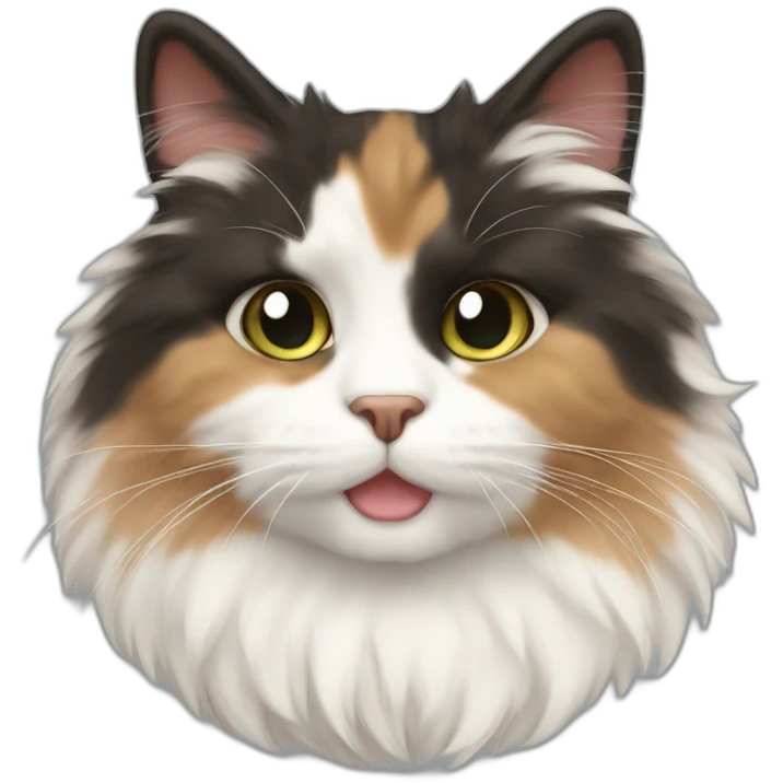 Tricolor fluffy cat emoji