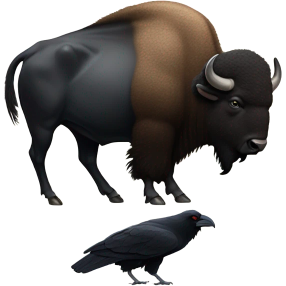 Buffalo stepping on a raven emoji