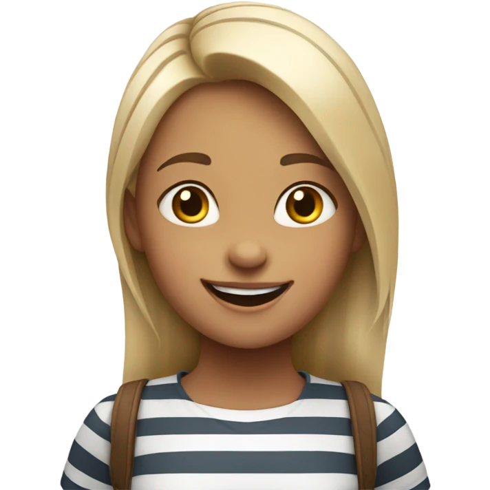 smiling girl in striped shirt emoji