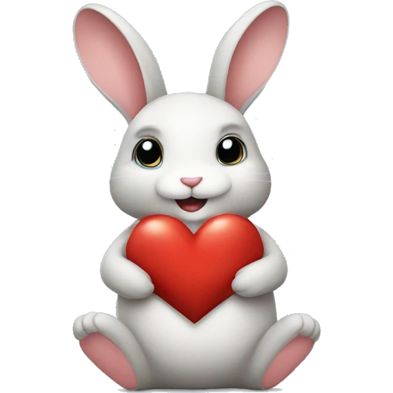 Rabbit hugging a heart emoji
