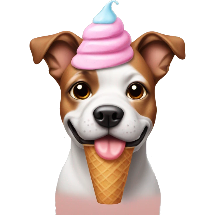 A dog with an ice cream hat emoji