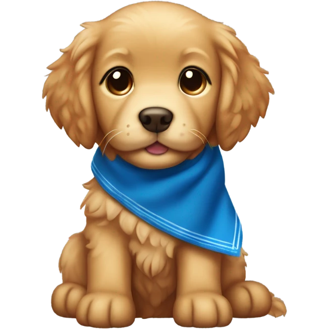 Chibi fluffy ginger retriever puppy with blue neckerchief emoji