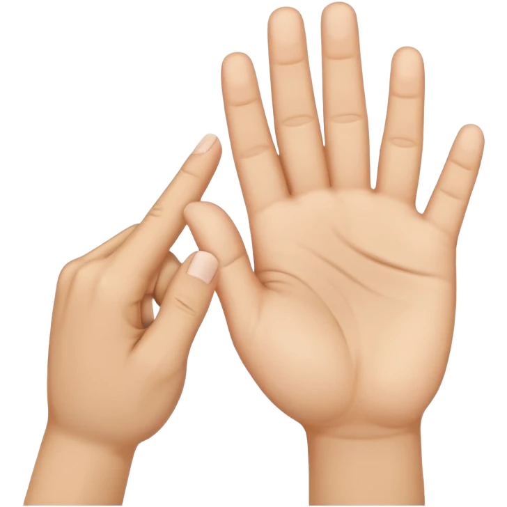 right hand showing the hand symbol for the letter E, fingers bent at the knuckles, thumb across the palm, no text emoji
