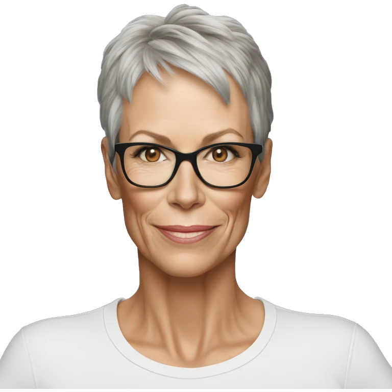 super realistic jamie lee curtis wearing tee emoji