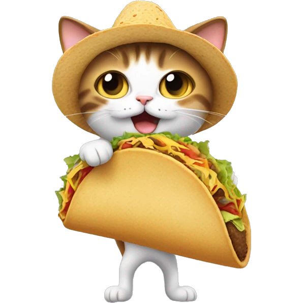 Cat standing upside down with a taco emoji