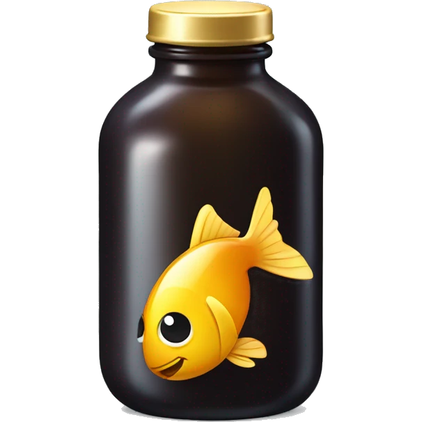Dark glass bottle with fish oil emoji