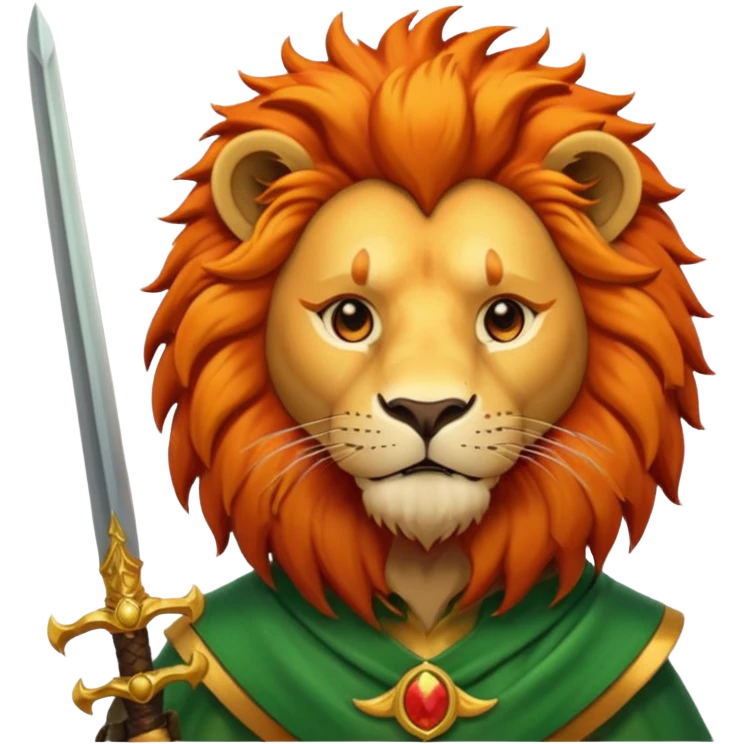 A lion with a sword and the sun on top of it and on the top green and bottom red glage emoji