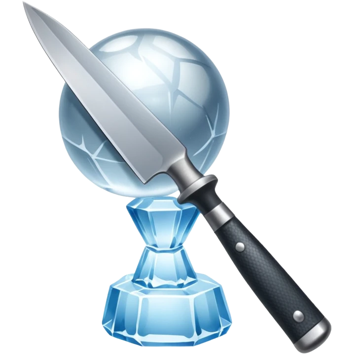 The knife is only visible from above, its tip showing from behind the ice ball. emoji