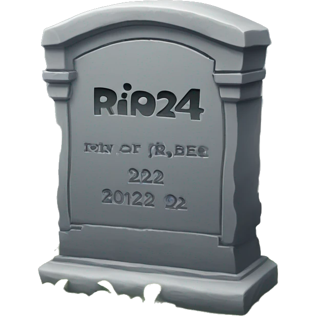 Tombstone that says RIP Roomba 2024-2024 emoji