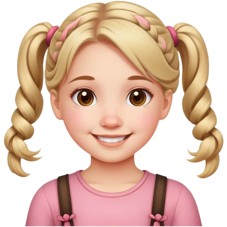 cute smiling girl with pigtails and rosy cheeks emoji