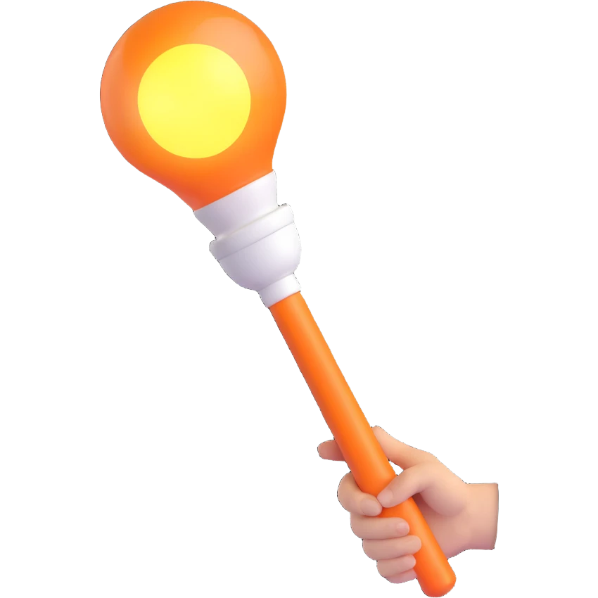 a fan holding a Blackpink light stick, glossy and playful emoji